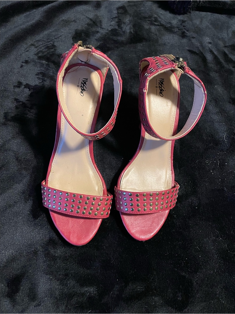 Mossimo Supply Co. Hot Pink Studded Ankle-Strap Sandals